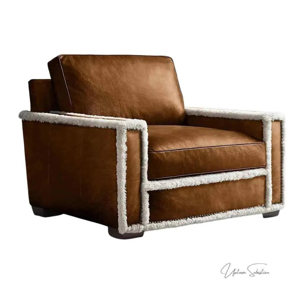 Uptown Sebastian Austin Brown Benchmade Aniline Leather Club Chair