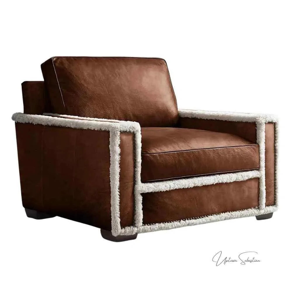 Uptown Sebastian Austin Brown Benchmade Aniline Leather Club Chair