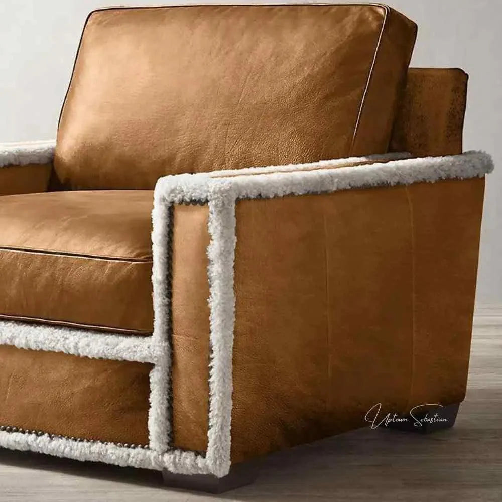 Uptown Sebastian Austin Brown Benchmade Aniline Leather Club Chair