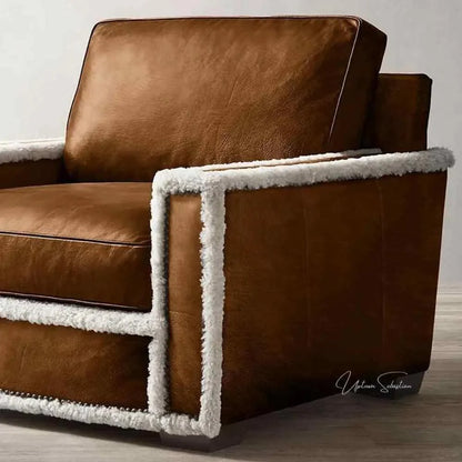 Uptown Sebastian Austin Brown Benchmade Aniline Leather Club Chair