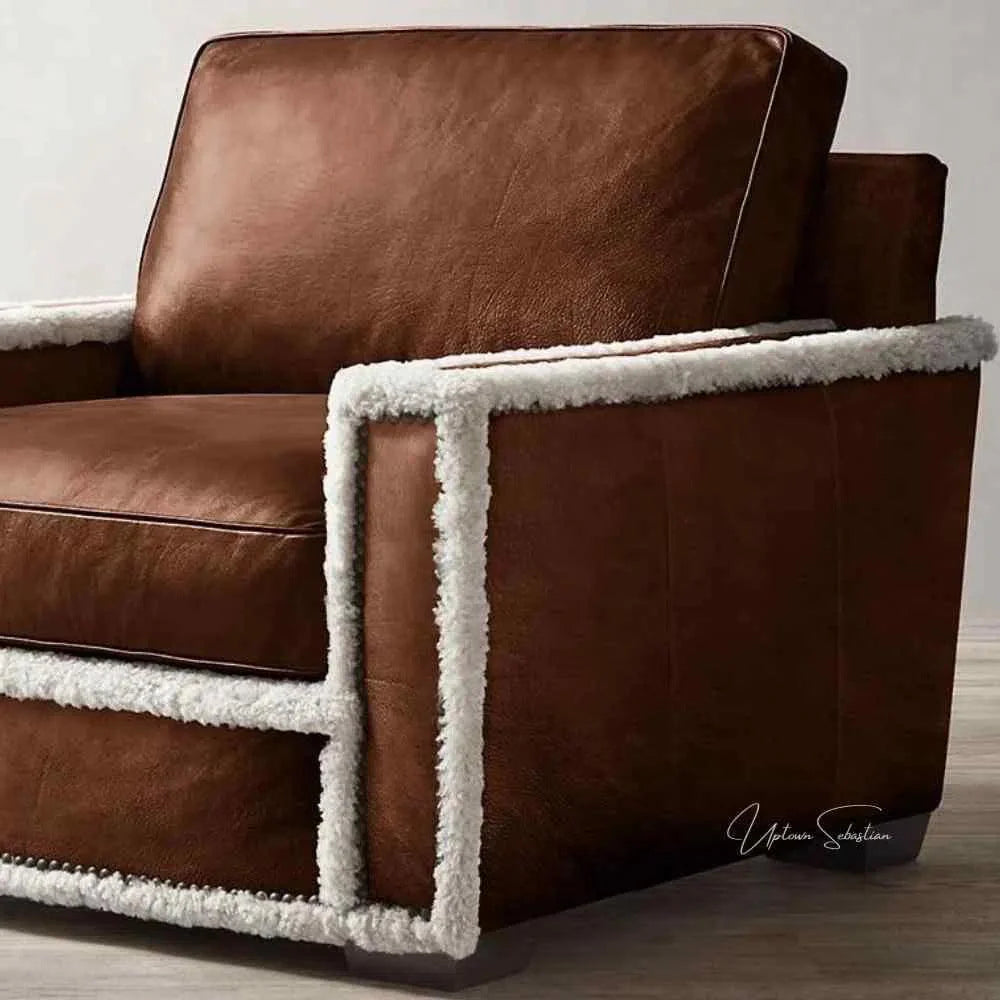 Uptown Sebastian Austin Brown Benchmade Aniline Leather Club Chair