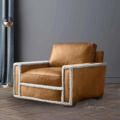 Uptown Sebastian Austin Brown Benchmade Aniline Leather Club Chair