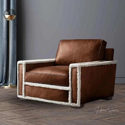 Uptown Sebastian Austin Brown Benchmade Aniline Leather Club Chair