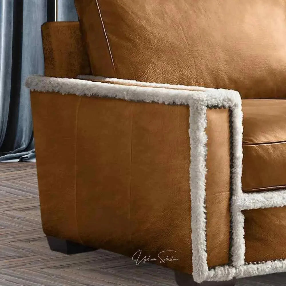 Uptown Sebastian Austin Brown Benchmade Aniline Leather Club Chair
