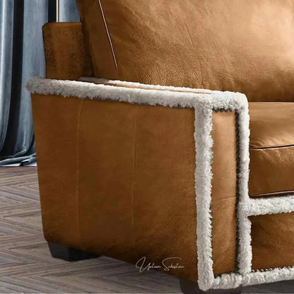 Uptown Sebastian Austin Brown Benchmade Aniline Leather Club Chair