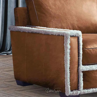 Uptown Sebastian Austin Brown Benchmade Aniline Leather Club Chair