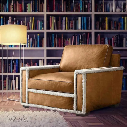 Uptown Sebastian Austin Brown Benchmade Aniline Leather Club Chair