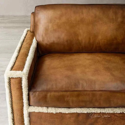 Uptown Sebastian Austin Brown Benchmade Aniline Leather Club Chair