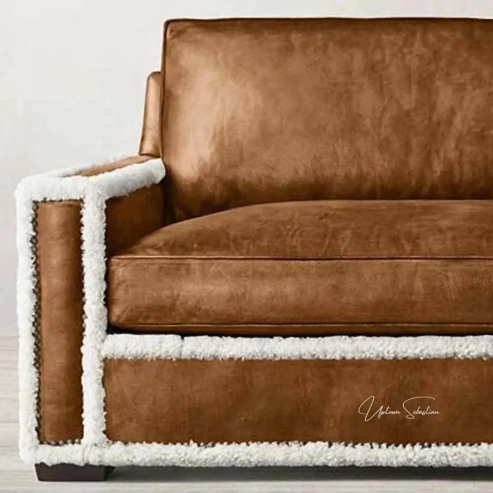 Uptown Sebastian Austin Brown Benchmade Aniline Leather Club Chair