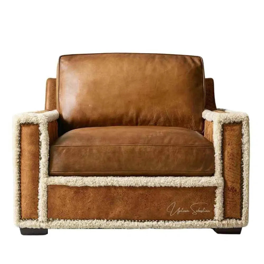 Uptown Sebastian Austin Brown Benchmade Aniline Leather Club Chair