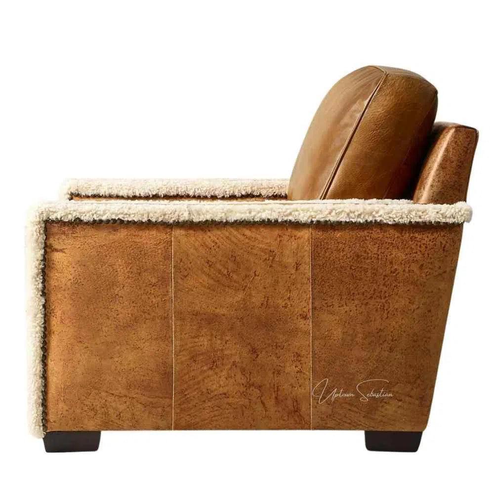 Uptown Sebastian Austin Brown Benchmade Aniline Leather Club Chair