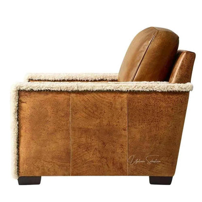 Uptown Sebastian Austin Brown Benchmade Aniline Leather Club Chair