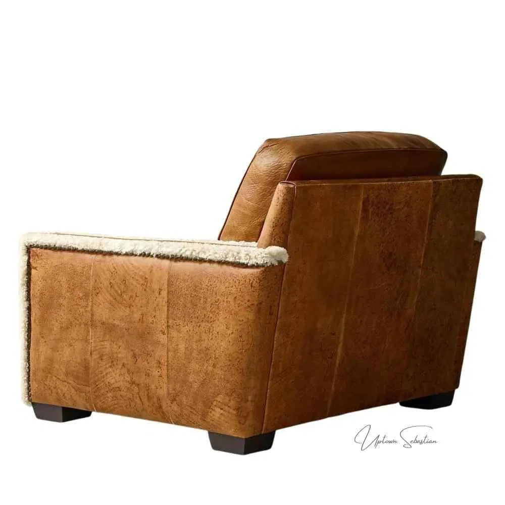Uptown Sebastian Austin Brown Benchmade Aniline Leather Club Chair