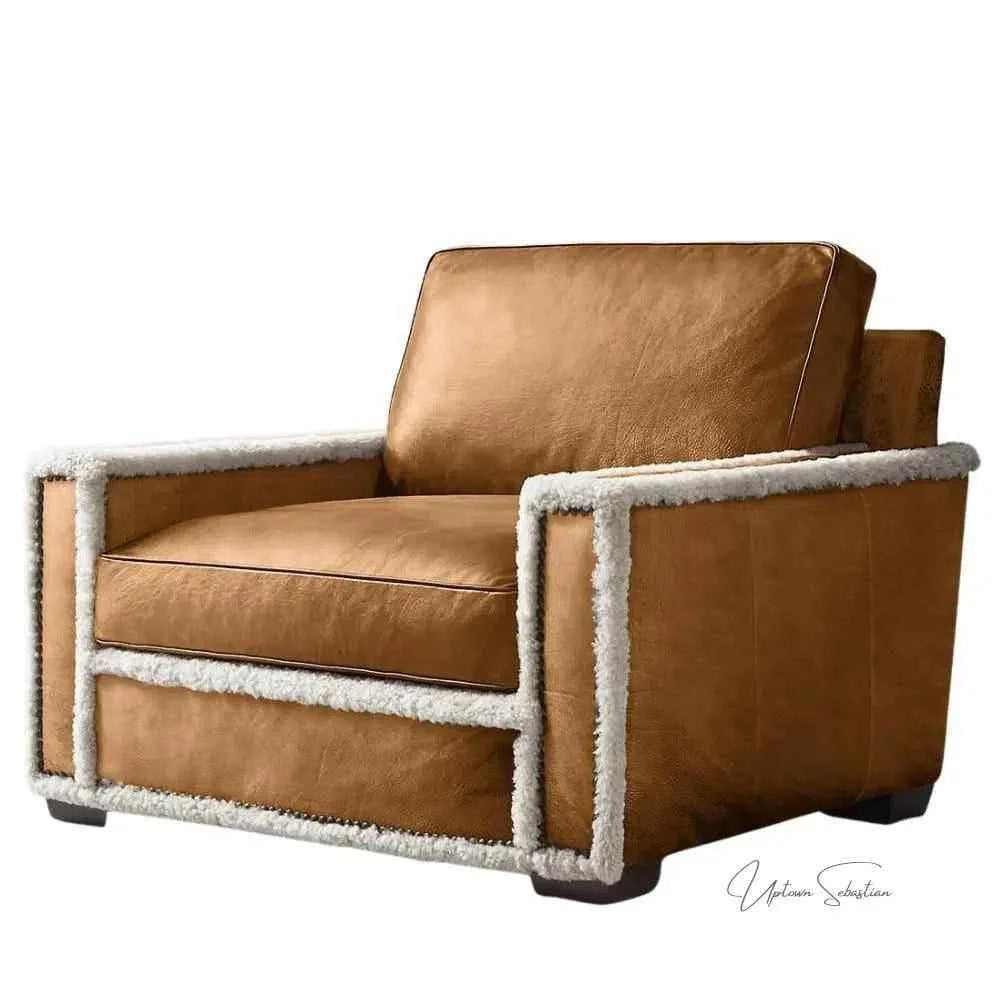 Uptown Sebastian Austin Brown Benchmade Aniline Leather Club Chair
