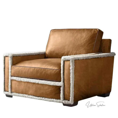 Uptown Sebastian Austin Brown Benchmade Aniline Leather Club Chair