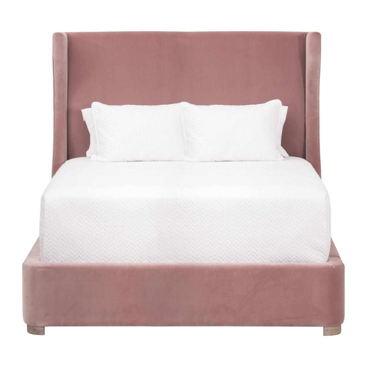 Balboa Light Pink Velvet Bed Frame