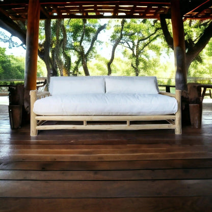 Bali Teak Wood Outdoor Couch Sofa with Marine-Grade Cushions Outdoor Sofas & Loveseats LOOMLAN By Artesia