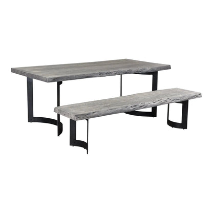 Bent Industrial Live Edge Grey Dining Table for 6 Dining Tables LOOMLAN By Moe's Home