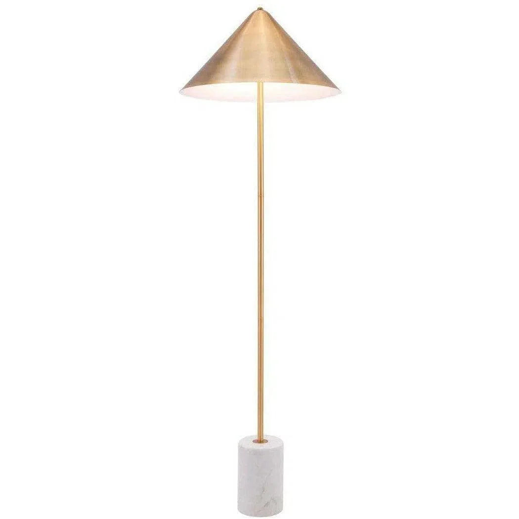 Bianca Floor Lamp Gold & White Floor Lamps LOOMLAN By Zuo Modern