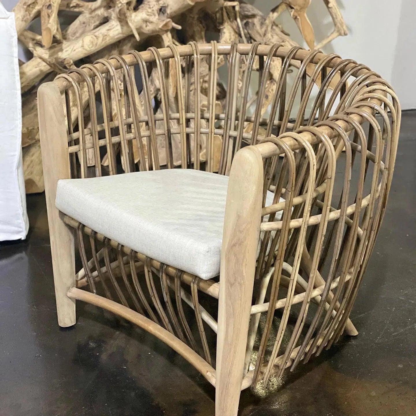 Binah Sanded Rattan Tub Chair Natural Color Club Chairs LOOMLAN By Artesia