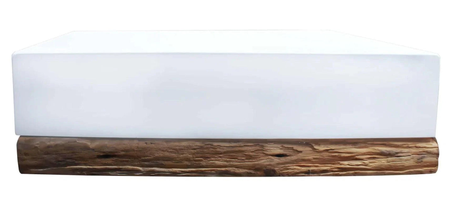 Bodhi Resin And Wood White Rectangular Coffee Table Coffee Tables LOOMLAN By Artesia