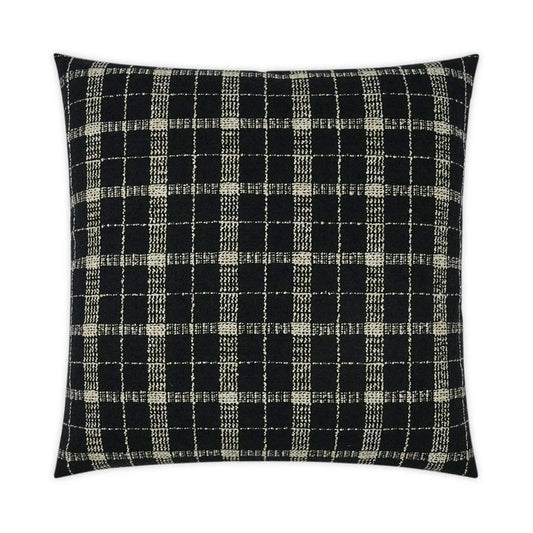 Bond Onyx Plaid Check Black Large Throw Pillow With Insert Throw Pillows LOOMLAN By D.V. Kap