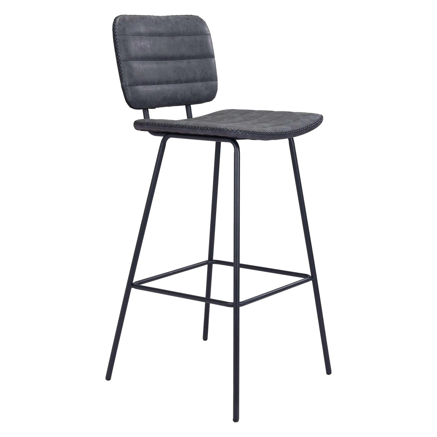 Boston Bar Chair (Set of 2) Vintage Black Bar Stools LOOMLAN By Zuo Modern