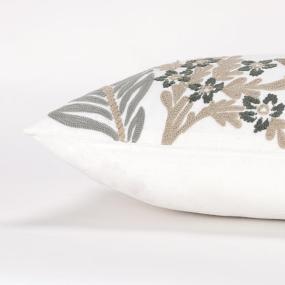 Botanical Ivory Lumbar Pillow With Insert Throw Pillows LOOMLAN By LOOMLAN