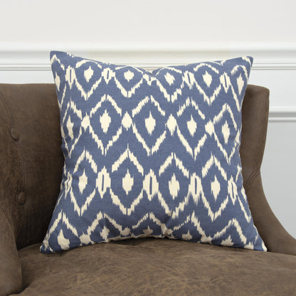 Brian Ikat Daimond Blue Throw Pillow With Down Insert Throw Pillows LOOMLAN By LOOMLAN