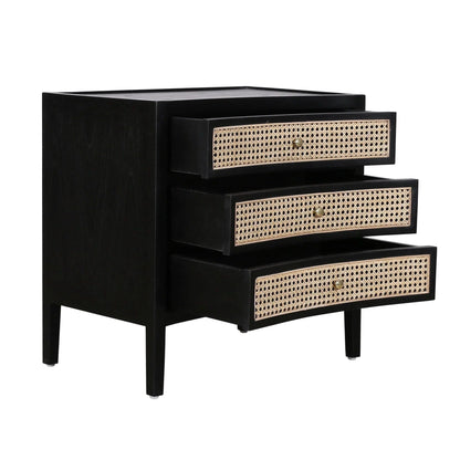 Brice Black Side Table With Drawers Nightstands LOOMLAN By Artesia