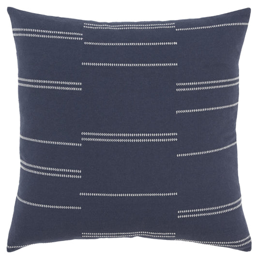 Broken Stripe Blue Throw Pillow With Down Insert Throw Pillows LOOMLAN By LOOMLAN