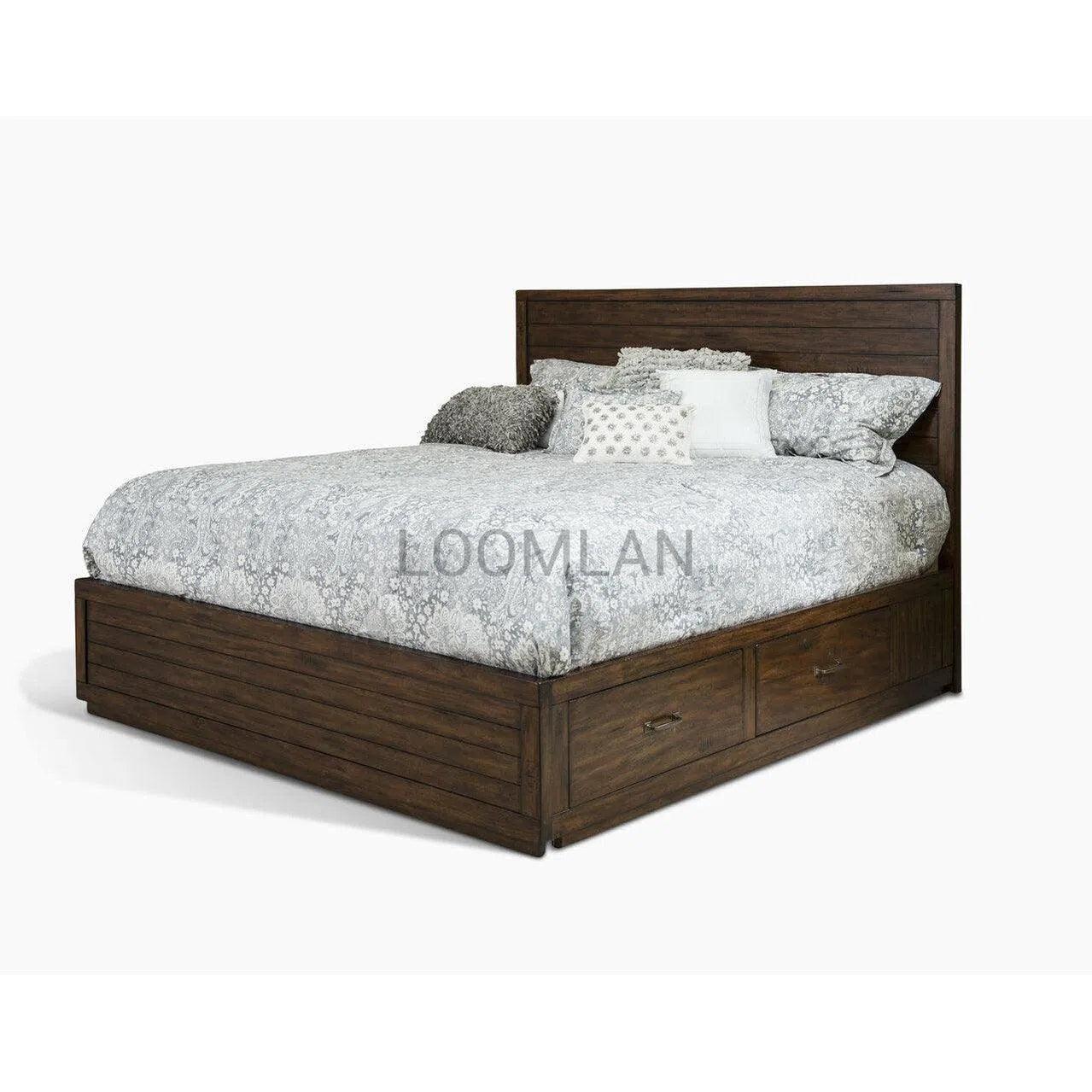 Solid Wood Platform Storage Bed with Drawers