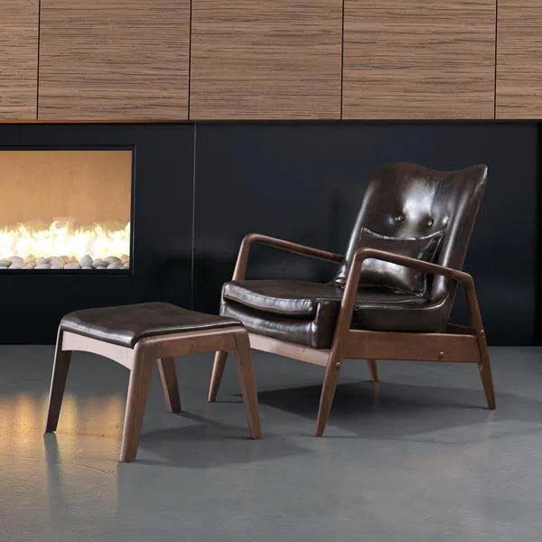 Bully Lounge Chair & Ottoman Brown Ottomans LOOMLAN By Zuo Modern