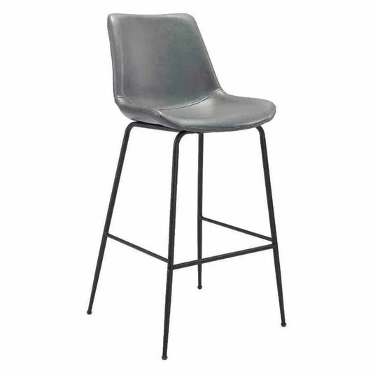 Byron Bar Chair Gray in Steel Frame Bar Stools LOOMLAN By Zuo Modern