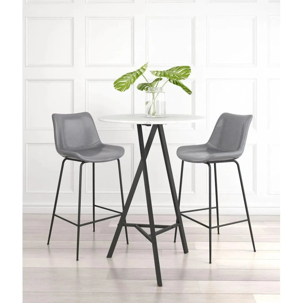 Byron Bar Chair Gray in Steel Frame Bar Stools LOOMLAN By Zuo Modern