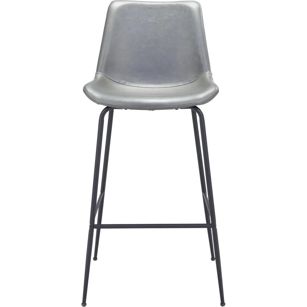 Byron Bar Chair Gray in Steel Frame Bar Stools LOOMLAN By Zuo Modern