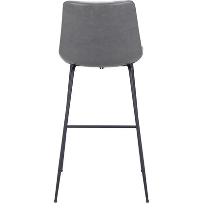 Byron Bar Chair Gray in Steel Frame Bar Stools LOOMLAN By Zuo Modern