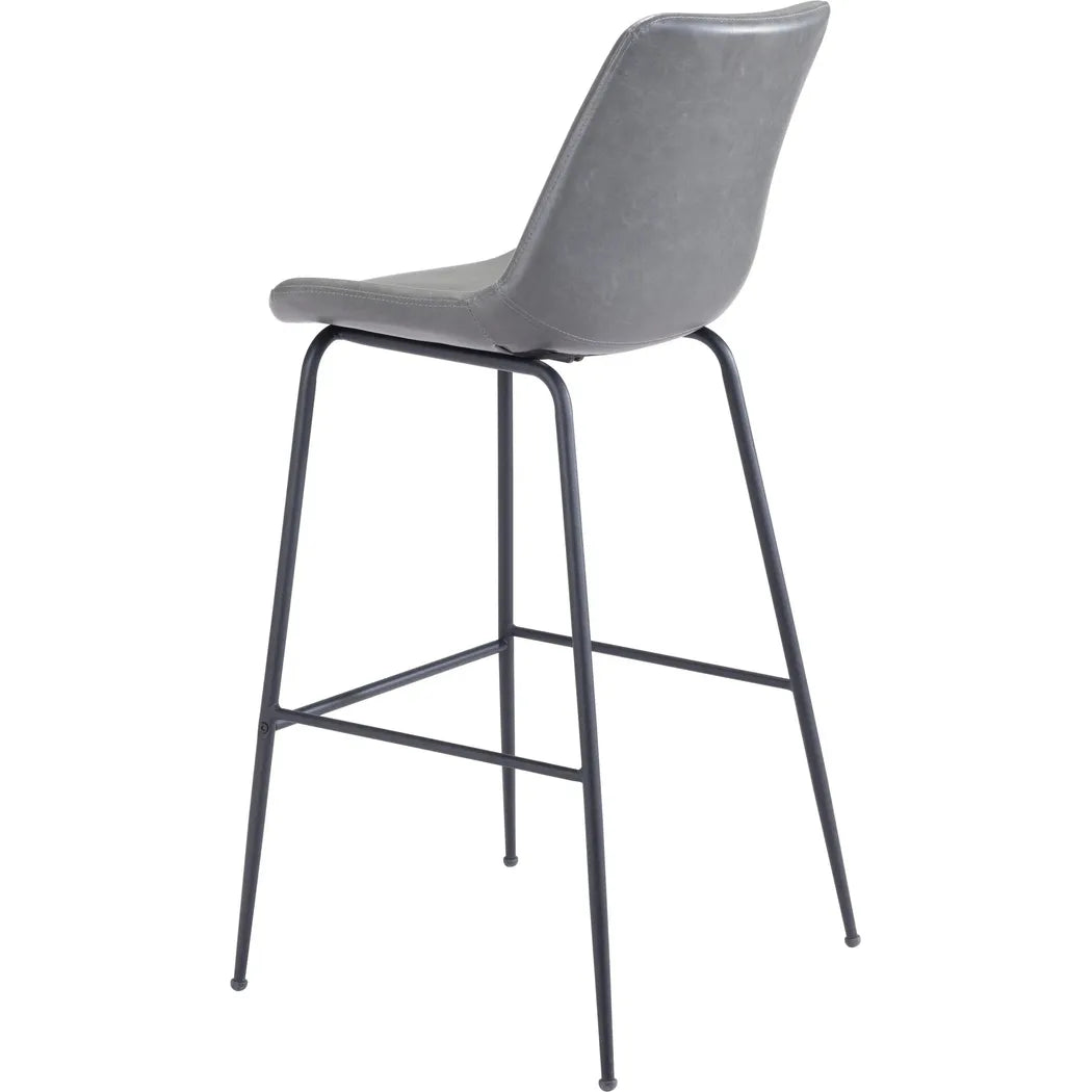 Byron Bar Chair Gray in Steel Frame Bar Stools LOOMLAN By Zuo Modern