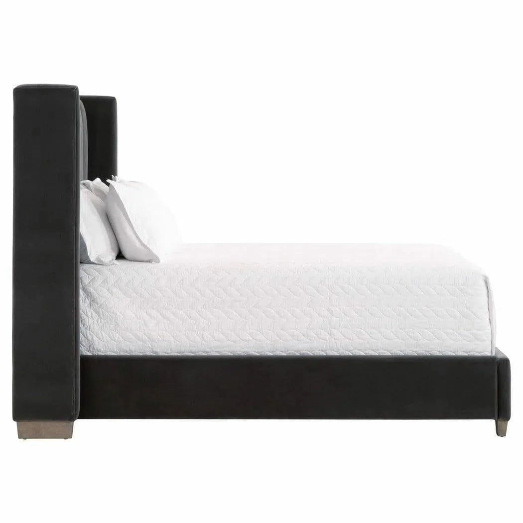 Chandler Wingback Dark Gray Velvet Platform Bed