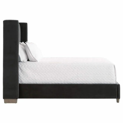 Chandler Wingback Dark Gray Velvet Platform Bed
