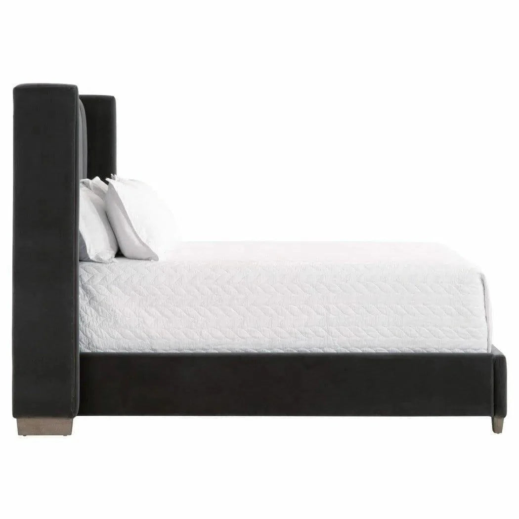 Chandler Wingback Dark Gray Velvet Platform Bed