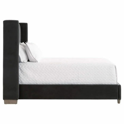 Chandler Wingback Dark Gray Velvet Platform Bed