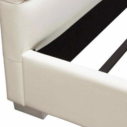 Bardot Channel Tufted White Leather Bed Frame