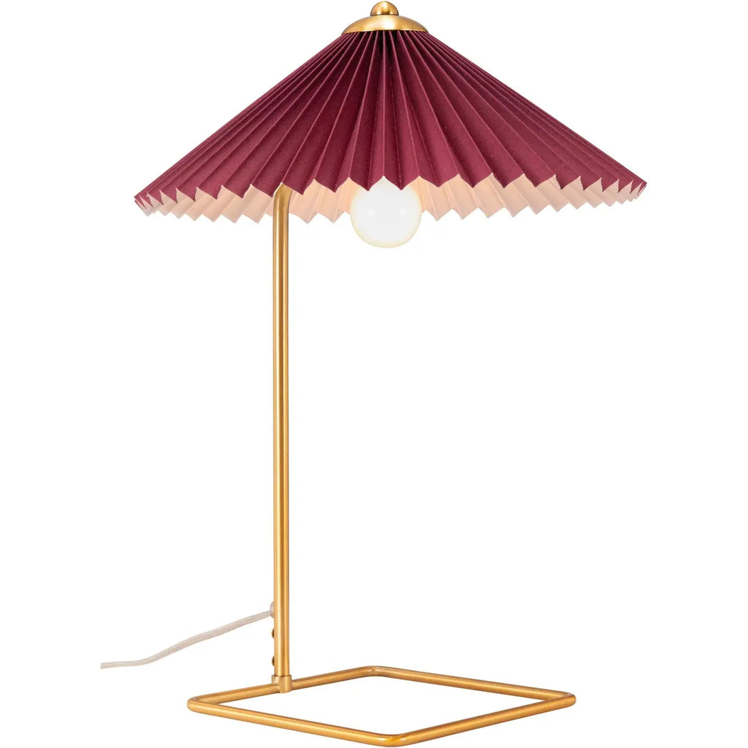 Charo Table Lamp Red & Gold Table Lamps LOOMLAN By Zuo Modern