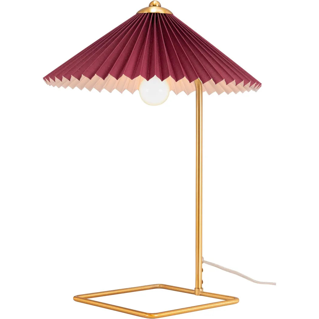 Charo Table Lamp Red & Gold Table Lamps LOOMLAN By Zuo Modern