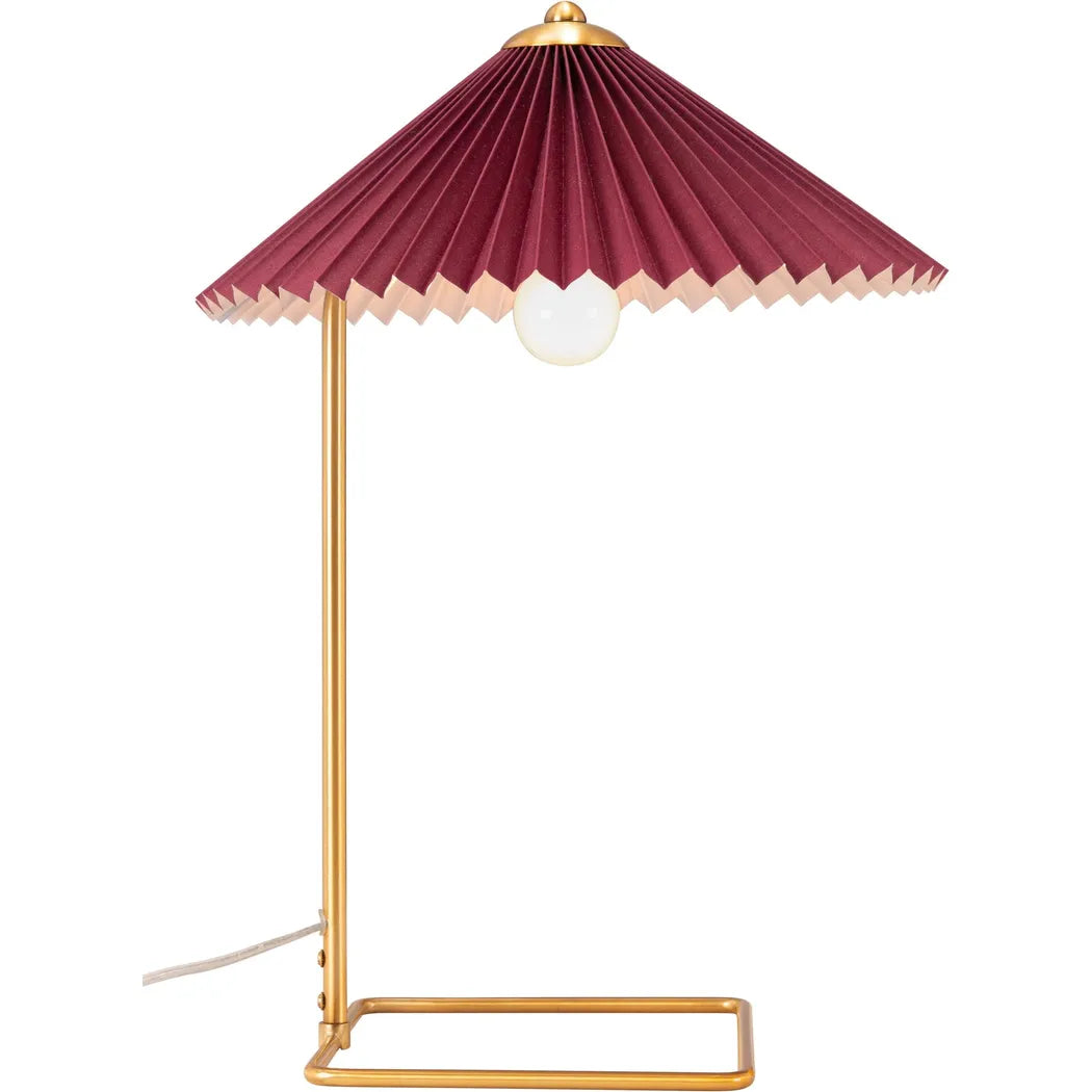 Charo Table Lamp Red & Gold Table Lamps LOOMLAN By Zuo Modern