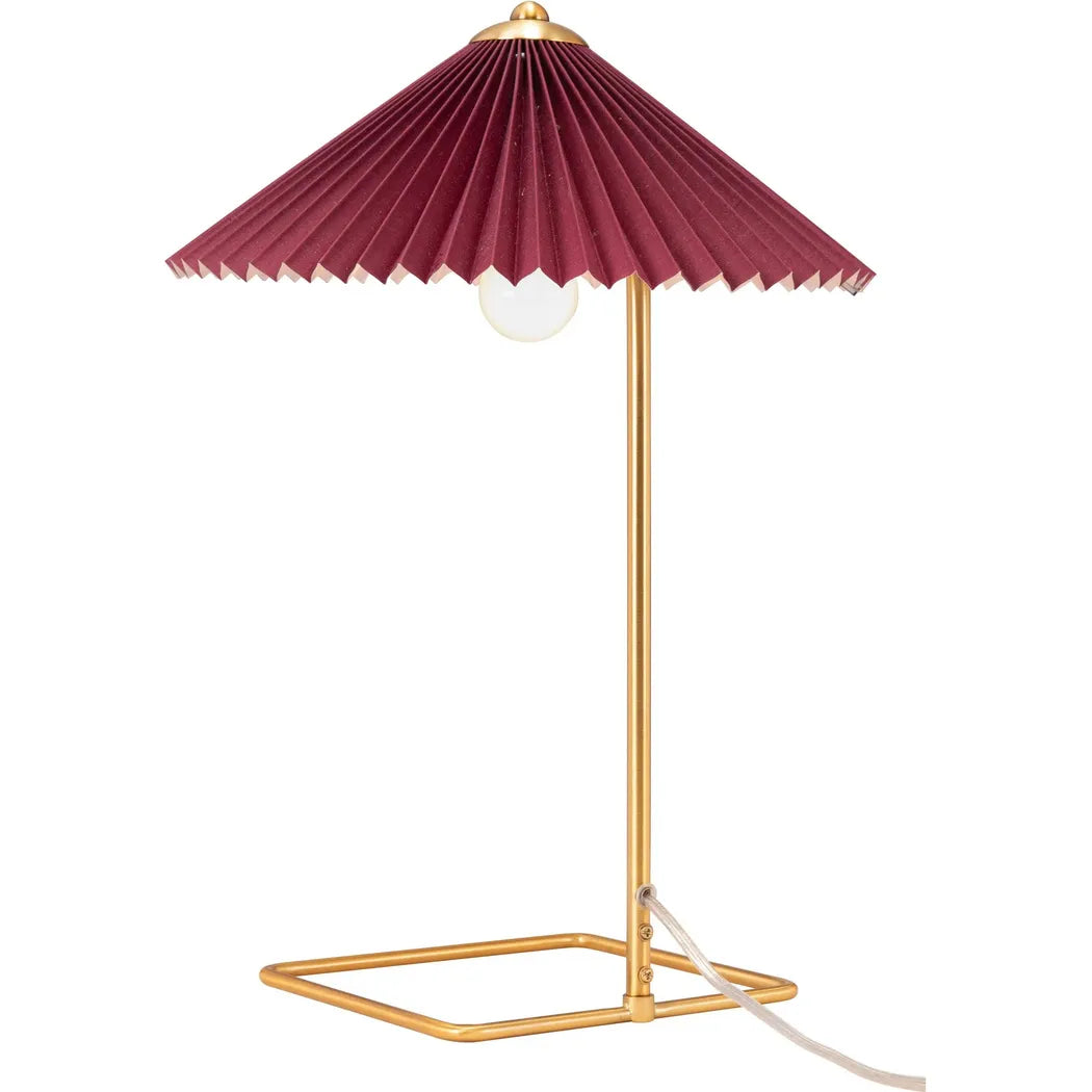 Charo Table Lamp Red & Gold Table Lamps LOOMLAN By Zuo Modern