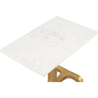 Clement Marble Side Table White & Gold Side Tables LOOMLAN By Zuo Modern