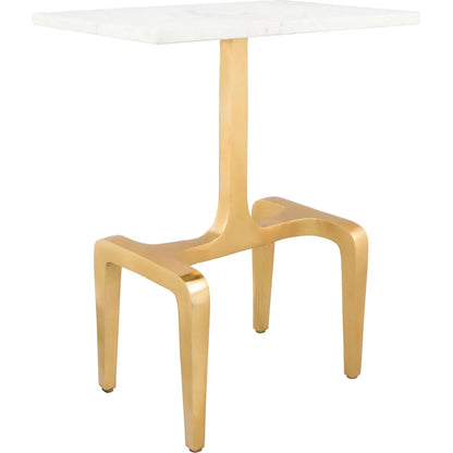 Clement Marble Side Table White & Gold Side Tables LOOMLAN By Zuo Modern