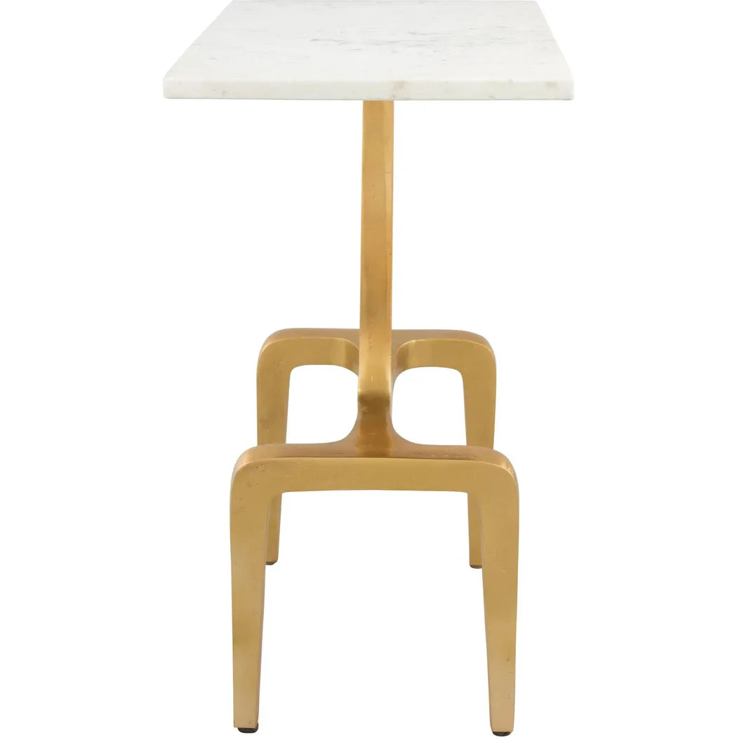 Clement Marble Side Table White & Gold Side Tables LOOMLAN By Zuo Modern